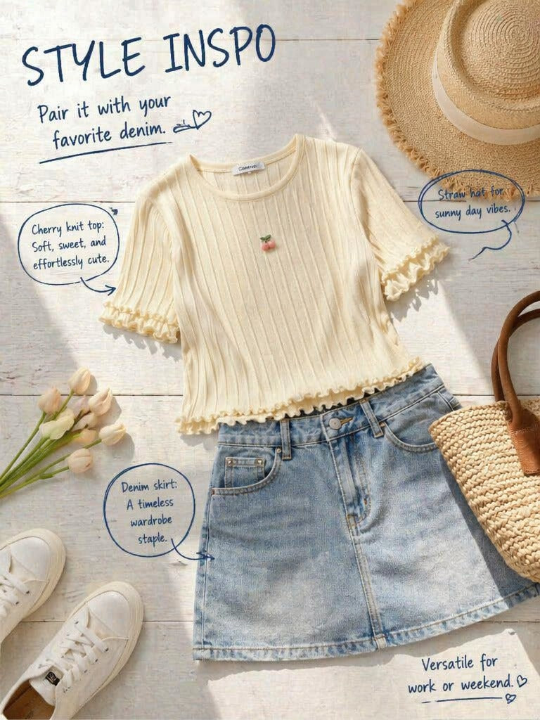 Cherry Blossom Whisper Ribbed Knit Top