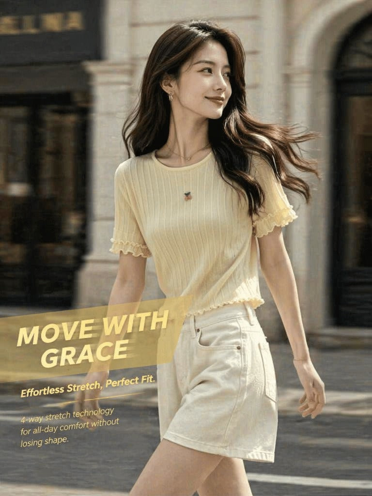 Cherry Blossom Whisper Ribbed Knit Top