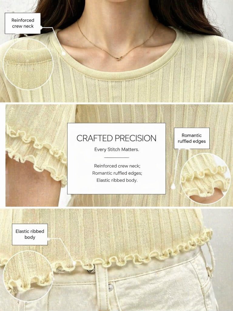 Cherry Blossom Whisper Ribbed Knit Top - Y2K Girlstyle