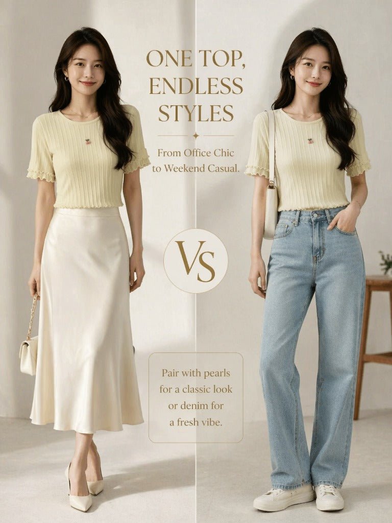 Cherry Blossom Whisper Ribbed Knit Top - Y2K Girlstyle