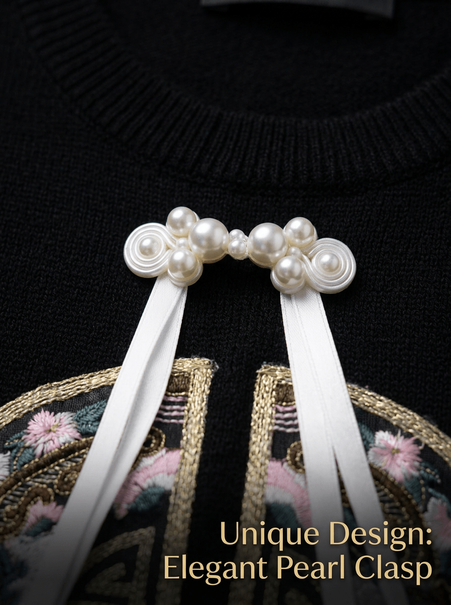 New Chinese embroidered thin ice silk knitted sweater Embroidered knitted sweater（最低50件起批） - Y2K Girlstyle