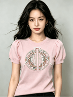 New Chinese embroidered thin ice silk knitted sweater Embroidered knitted sweater（最低50件起批） - Y2K Girlstyle