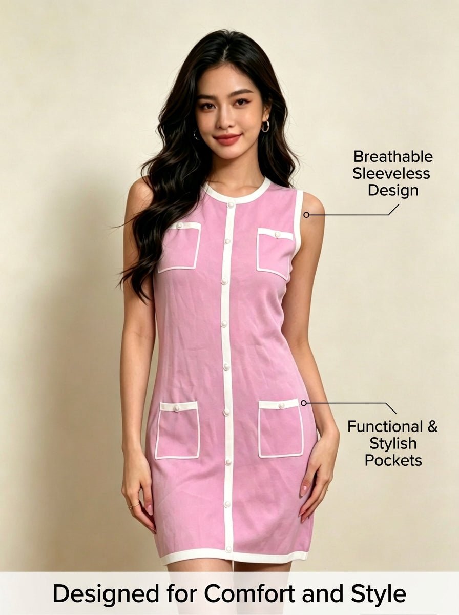 Pearl Button Knit Mini Dress | Mixed Colors & Sizes | MOQ 20pcs - Y2K Girlstyle