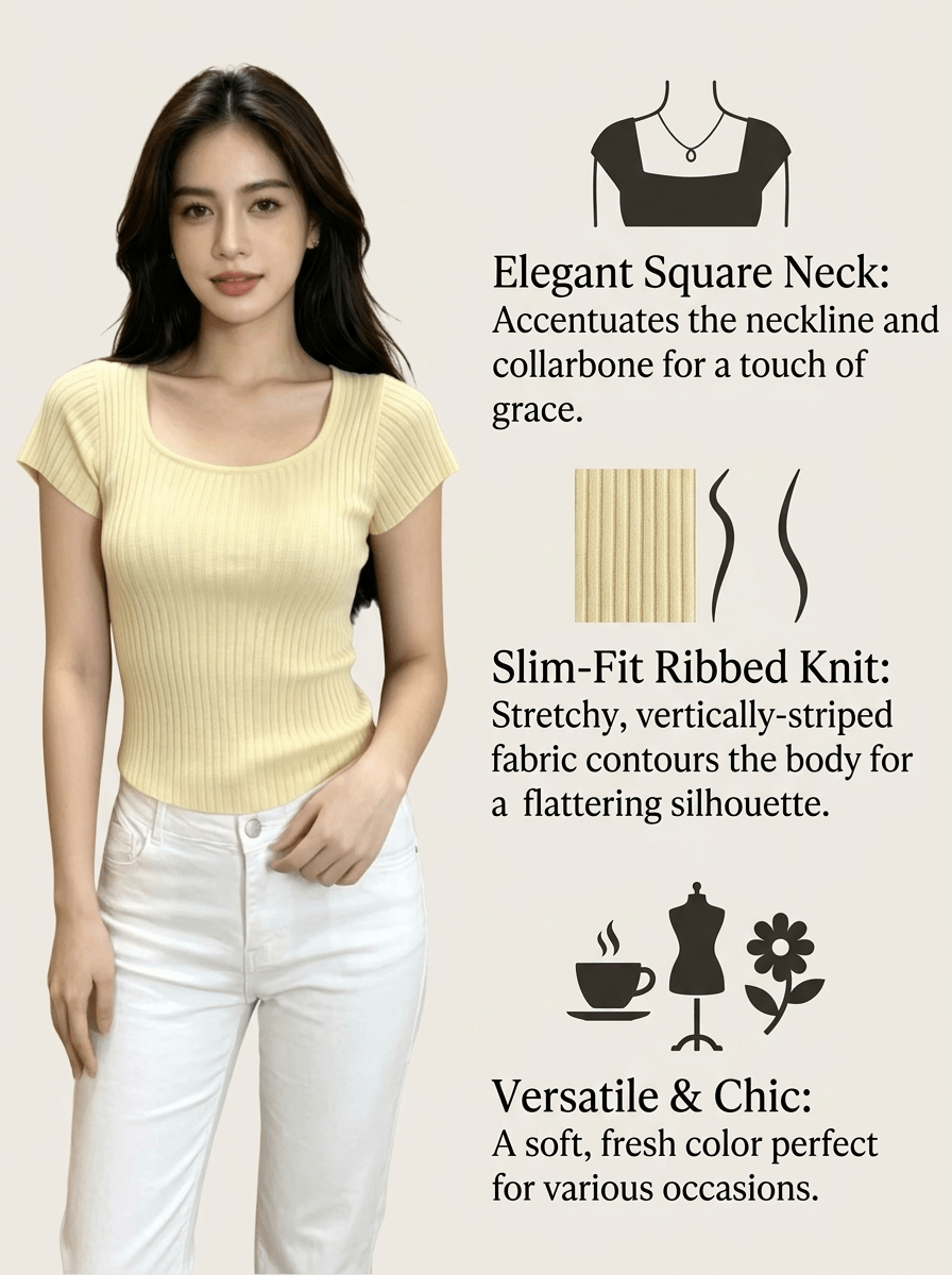 Ribbed Slim Fit Knit Top | Back Button Detail | 3 Colors Mixed | One Size | MOQ 50pcs Wholesale - Y2K Girlstyle