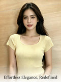 Ribbed Slim Fit Knit Top | Back Button Detail | 3 Colors Mixed | One Size | MOQ 50pcs Wholesale - Y2K Girlstyle