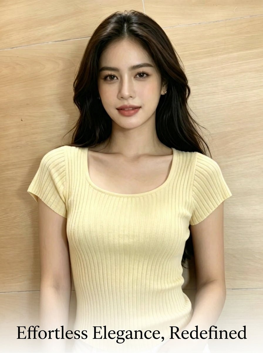 Ribbed Slim Fit Knit Top | Back Button Detail | 3 Colors Mixed | One Size | MOQ 50pcs Wholesale - Y2K Girlstyle