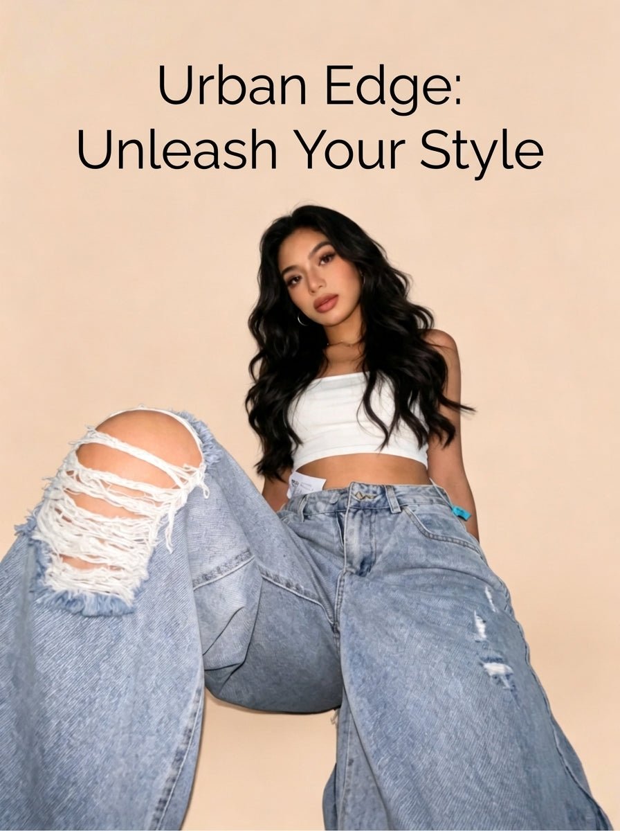 Ripped Wide - Leg Jeans | Distressed Denim Wholesale | Y2K Street Style - Y2K Girlstyle