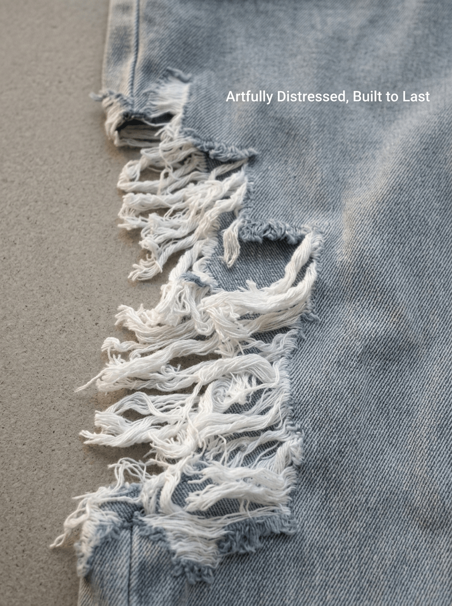 Ripped Wide - Leg Jeans | Distressed Denim Wholesale | Y2K Street Style - Y2K Girlstyle