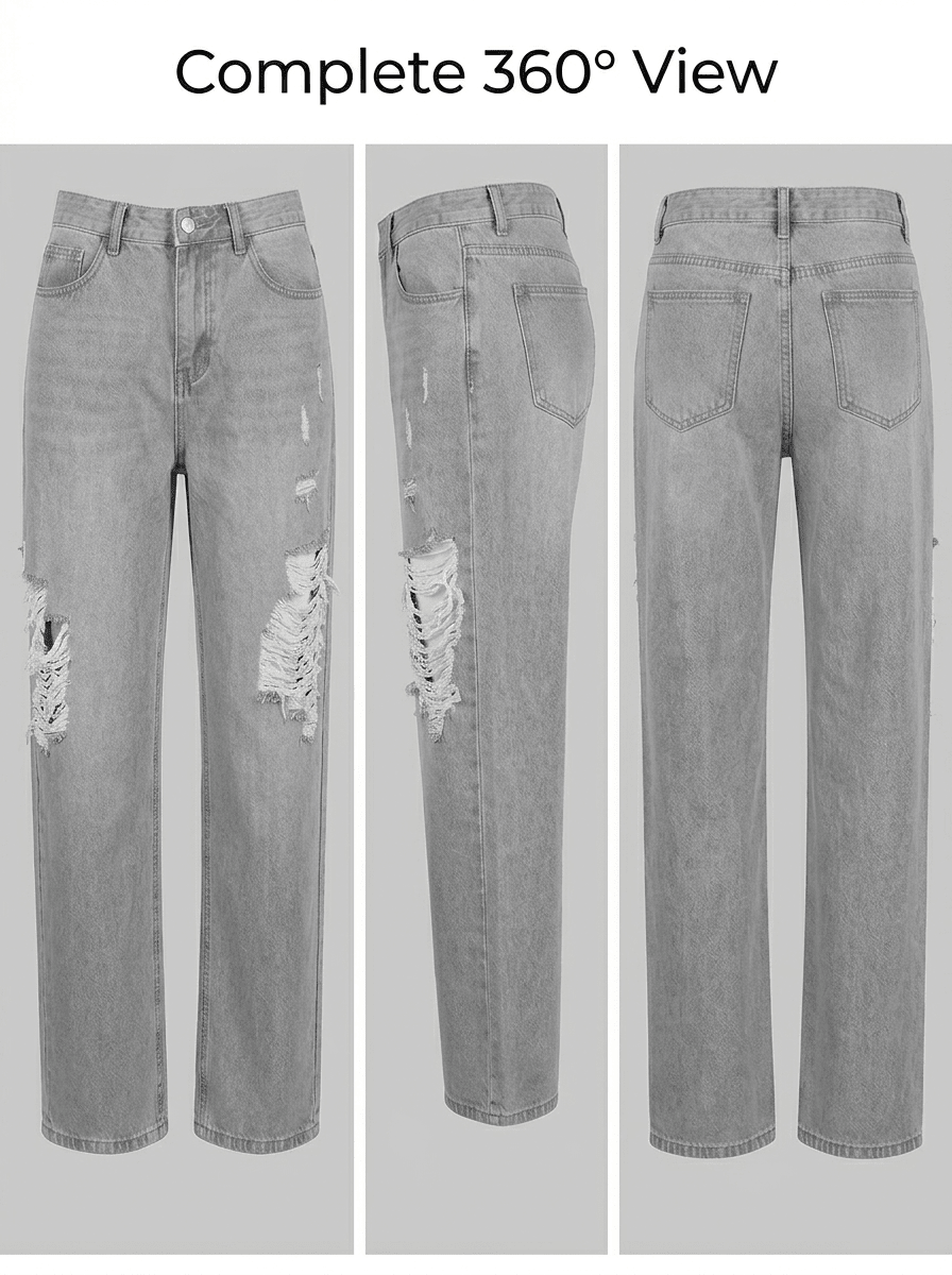 Ripped Wide - Leg Jeans | Distressed Denim Wholesale | Y2K Street Style - Y2K Girlstyle