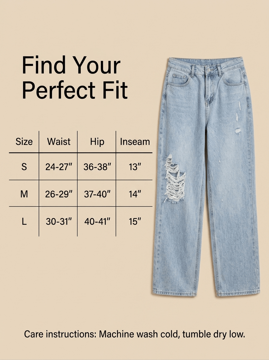 Ripped Wide - Leg Jeans | Distressed Denim Wholesale | Y2K Street Style - Y2K Girlstyle