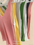 Sheer Knit Camisole | Summer Basic Tank Top | Thin V - Neck Vest Wholesale - Y2K Girlstyle