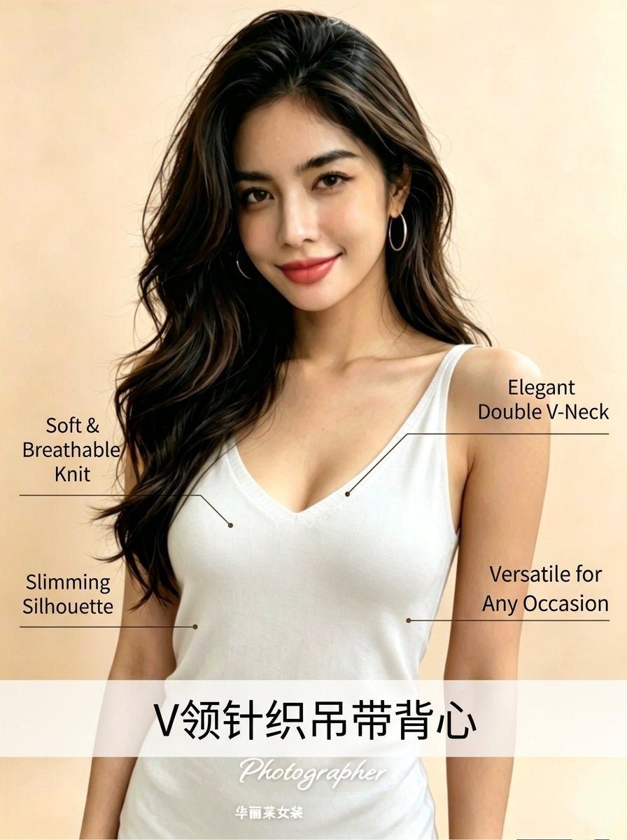 Sheer Knit Camisole | Summer Basic Tank Top | Thin V - Neck Vest Wholesale - Y2K Girlstyle
