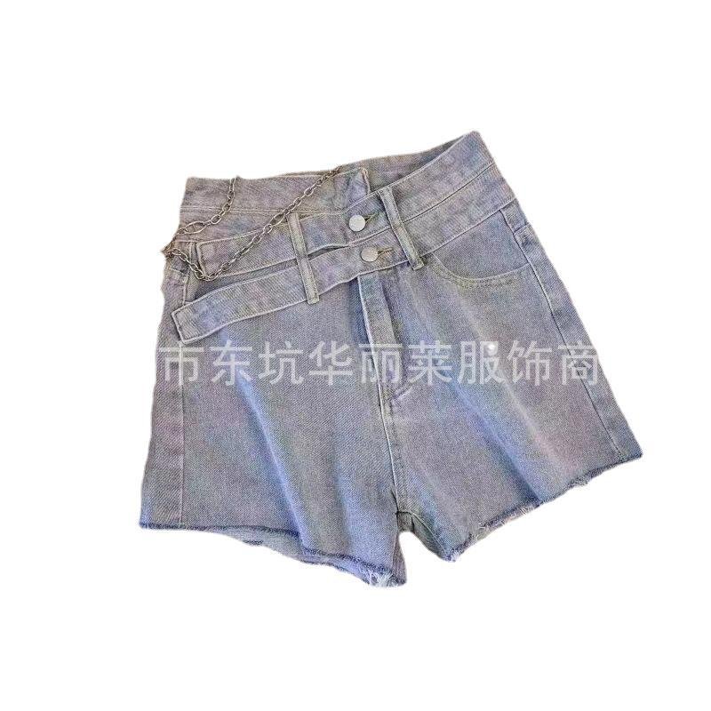 Summer women's versatile jeans manufacturers wholesale casual belt high waist denim shorts design sense niche pants - Y2K Girlstyle