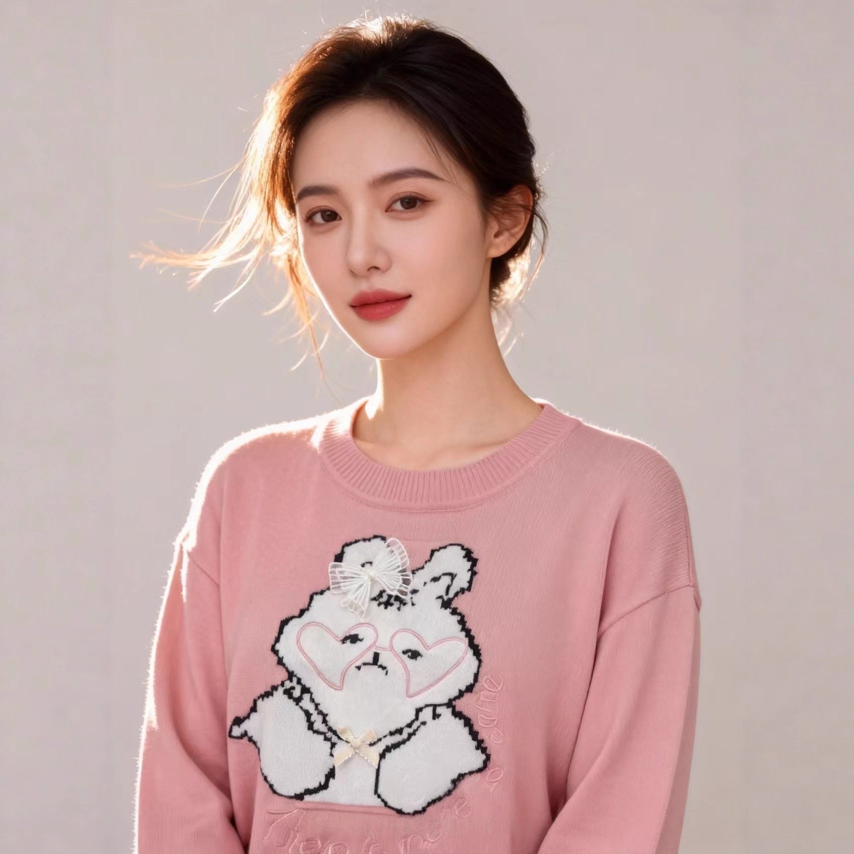 Sweet knitted long - sleeved sweater pullover embroidered sweater small whole order Sweet sweater wholesale - Y2K Girlstyle