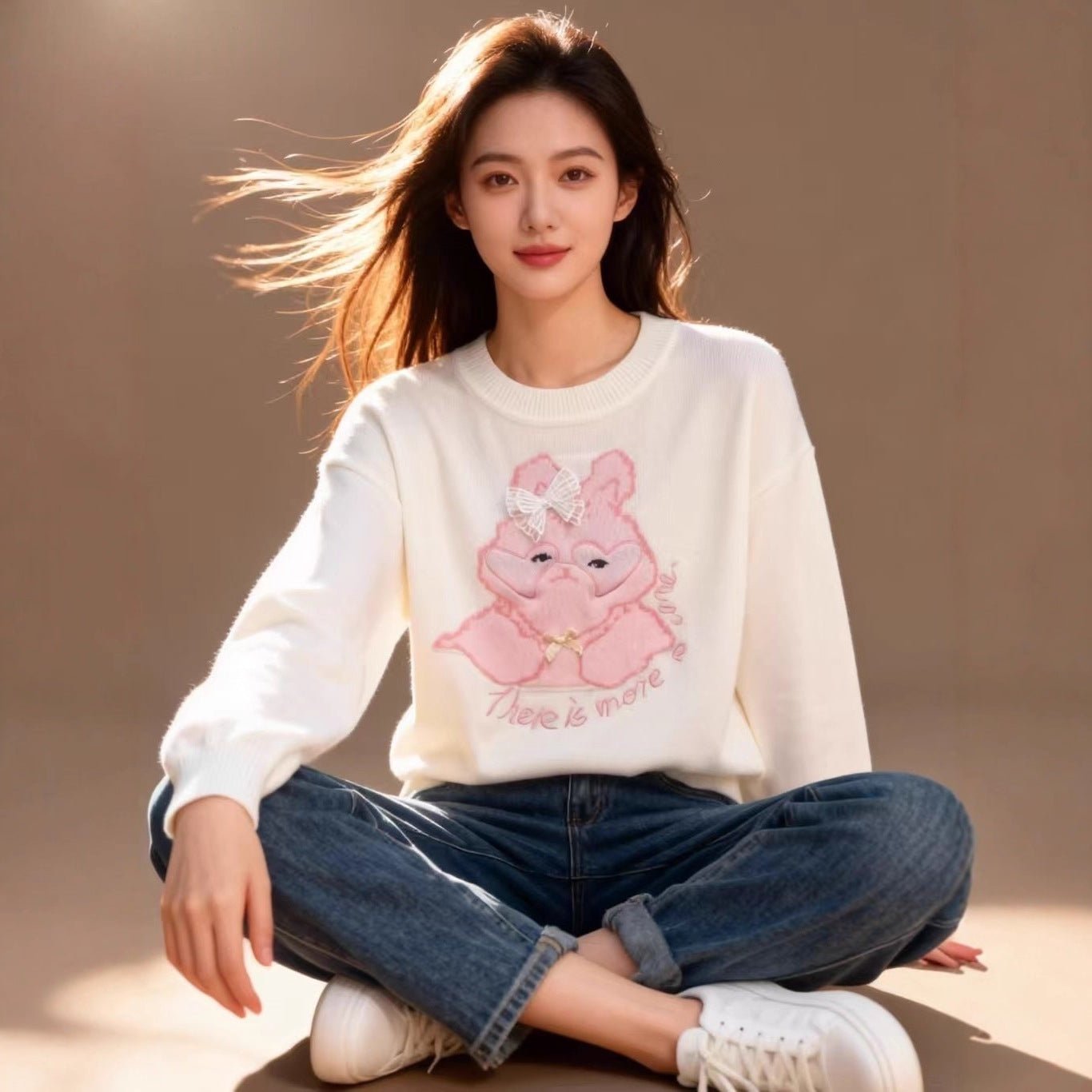 Sweet knitted long - sleeved sweater pullover embroidered sweater small whole order Sweet sweater wholesale - Y2K Girlstyle