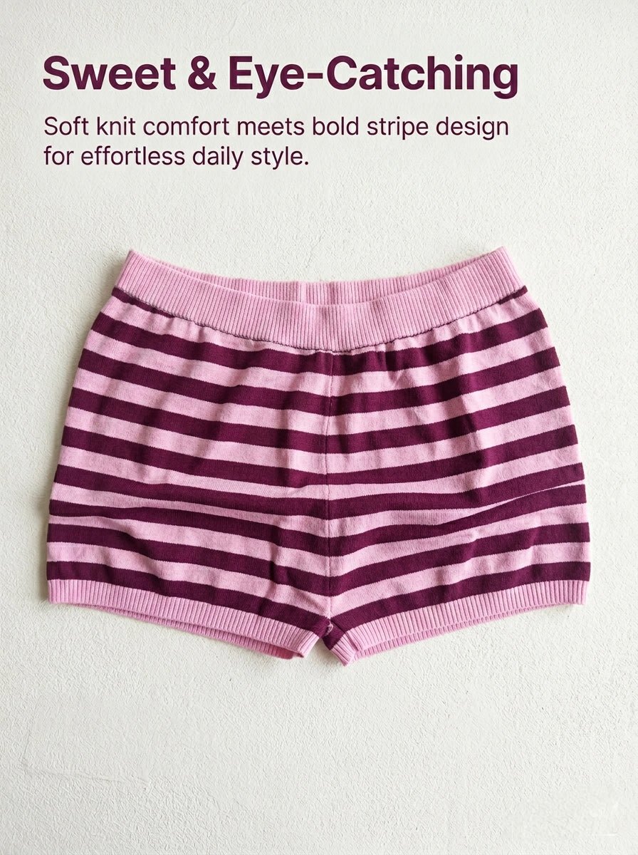 Vibrant Stripe Knit Shorts - Y2K Girlstyle
