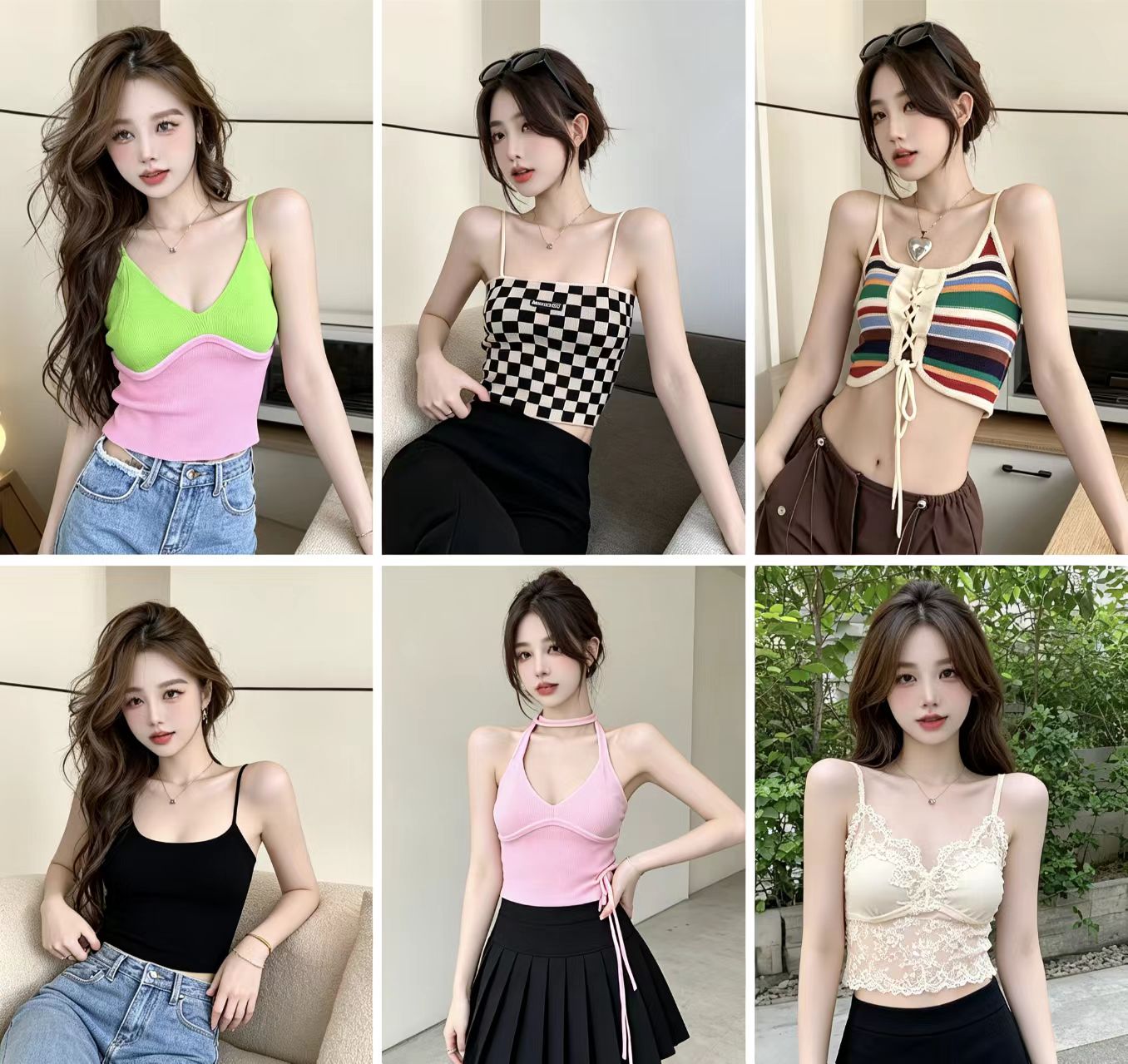 Wholesale Y2K Knit Cami Tops | Mixed Styles & Colors | MOQ 20pcs | Direct from China - Y2K Girlstyle
