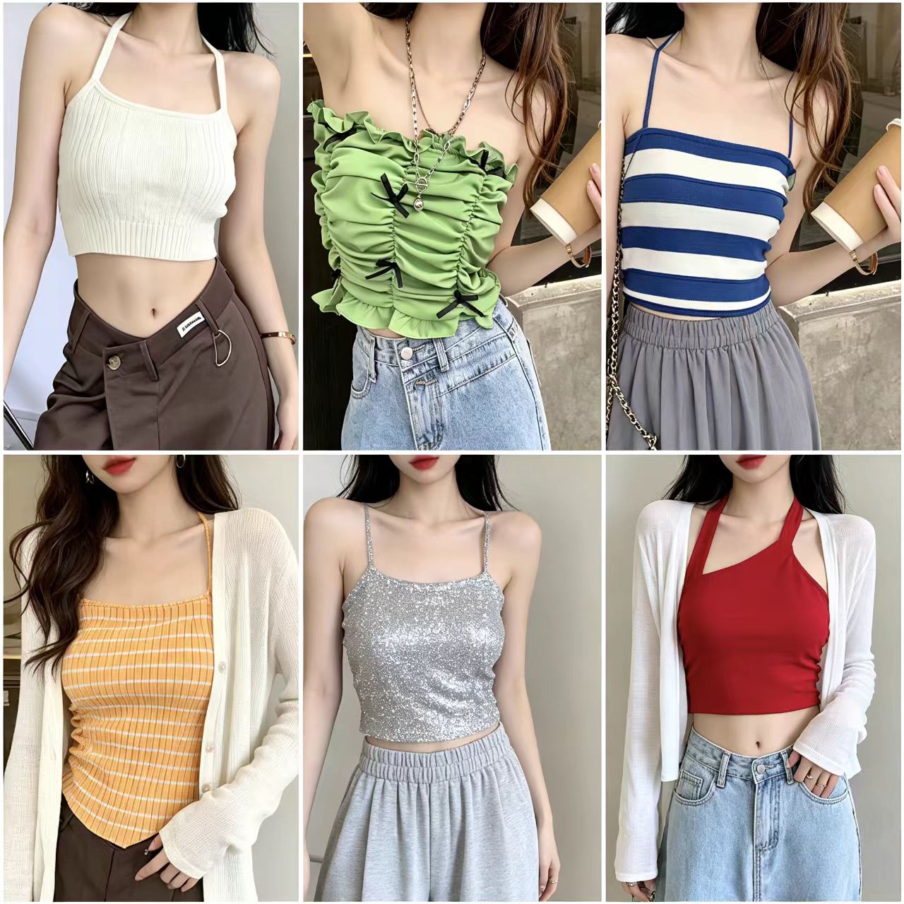 Wholesale Y2K Knit Cami Tops | Mixed Styles & Colors | MOQ 20pcs | Direct from China - Y2K Girlstyle