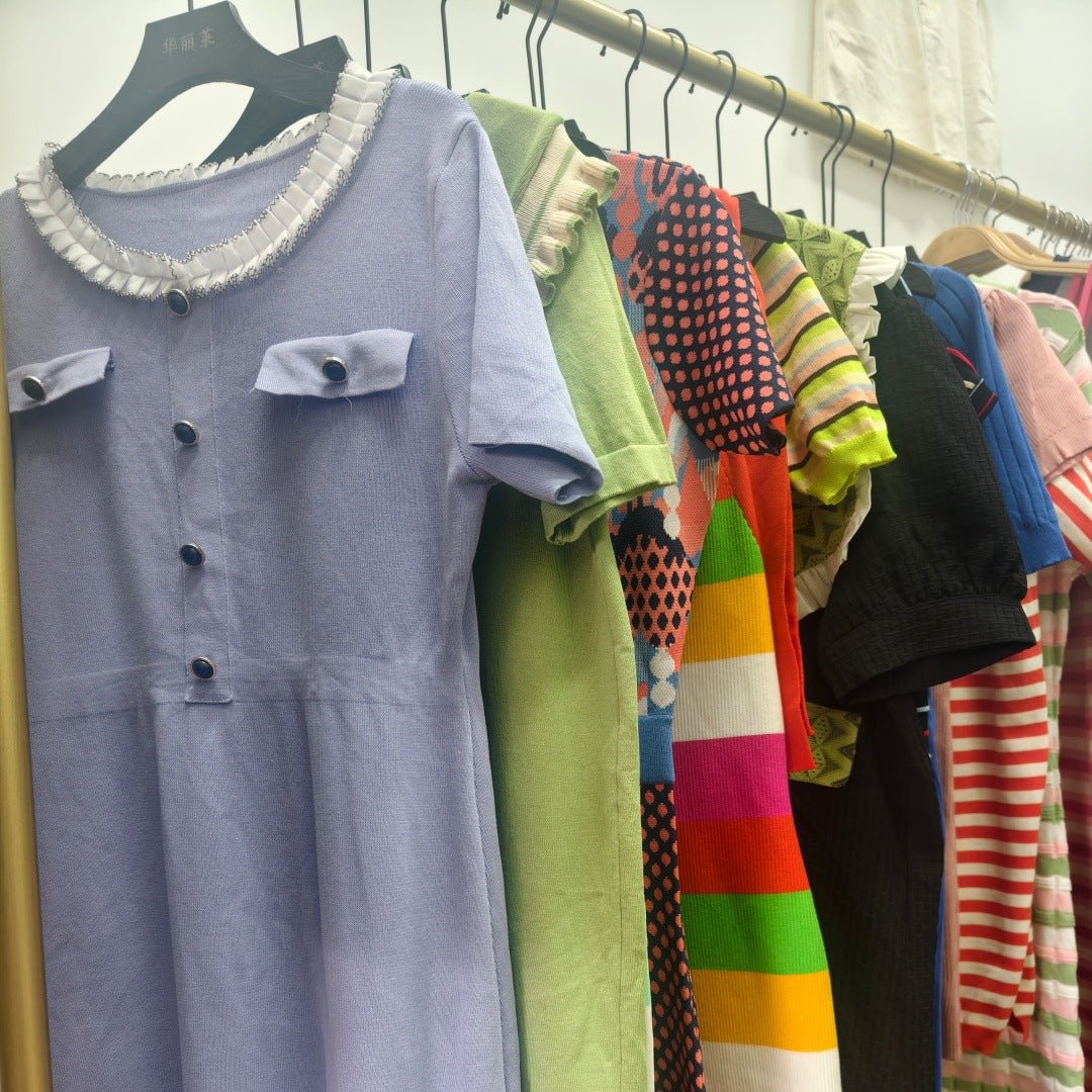 Women's clothing miscellaneous knitted dresses tail goods wholesale 2025 summer new knitted skirts live broadcast supply export supply - Y2K Girlstyle