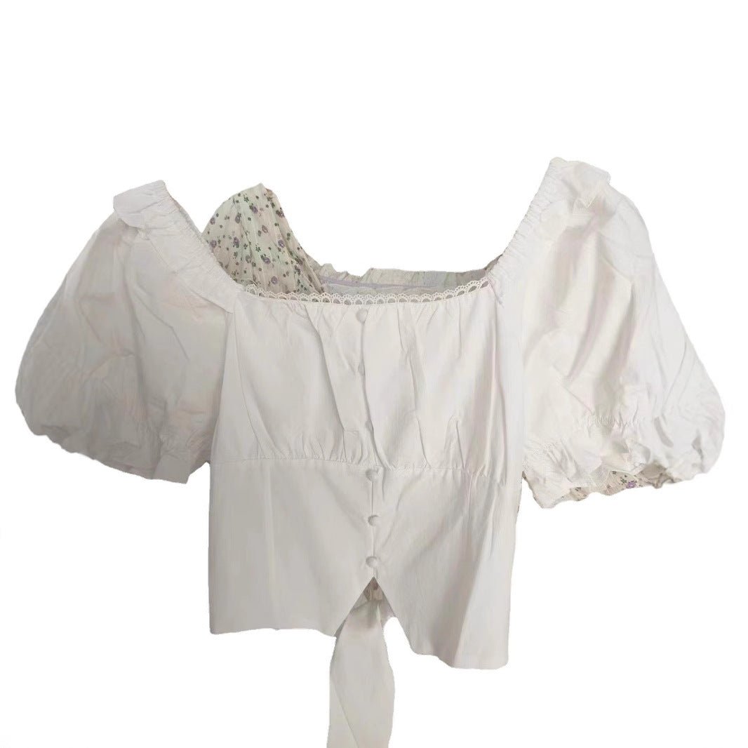 Women's summer French shirt, foreign style Spice Girls, open navel, short styles, short sleeves, multiple styles, mixed delivery, clear goods, low price supply - Y2K Girlstyle