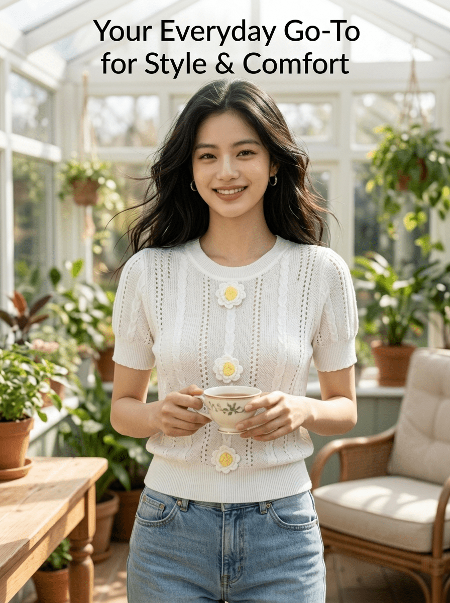 Y2K 3D Floral Hollow Crochet Knit Top | 3 Color Mix | MOQ 50pcs - Y2K Girlstyle