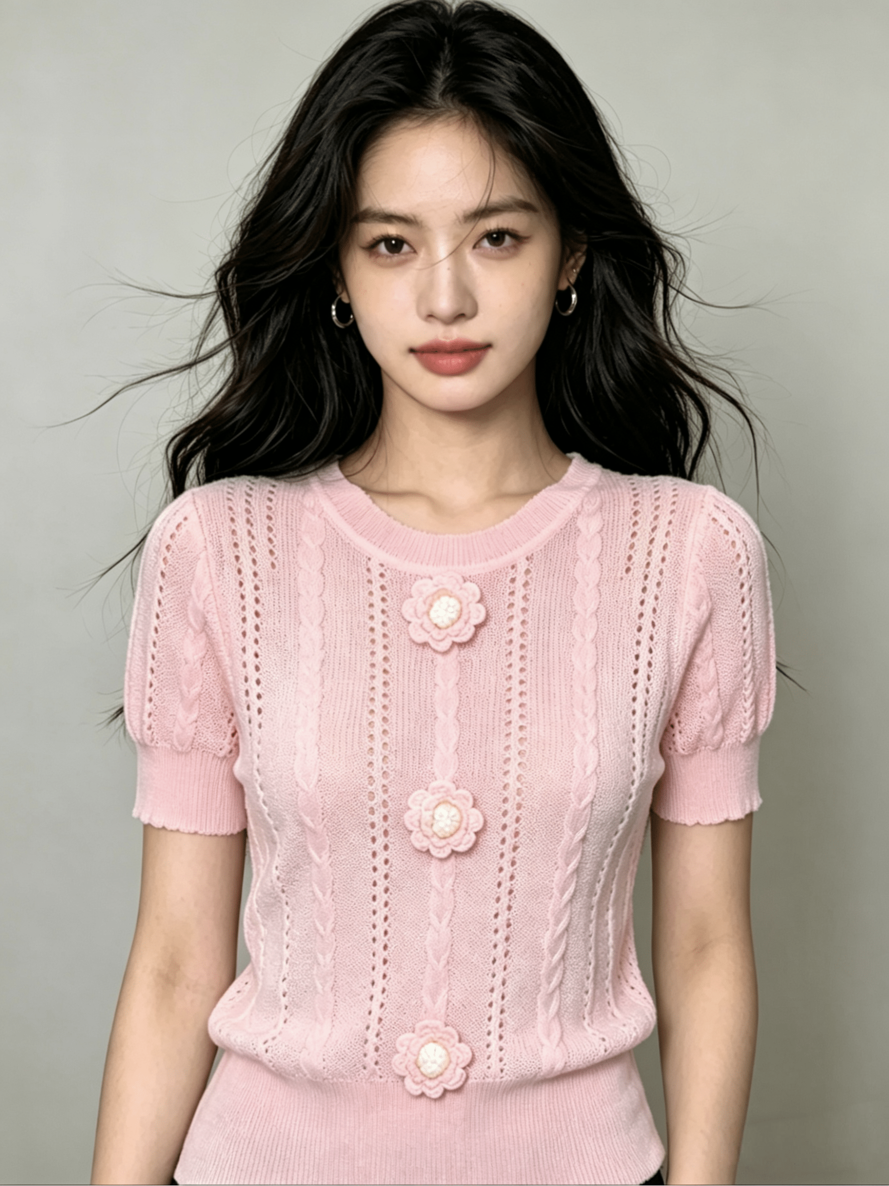 Y2K 3D Floral Hollow Crochet Knit Top | 3 Color Mix | MOQ 50pcs - Y2K Girlstyle