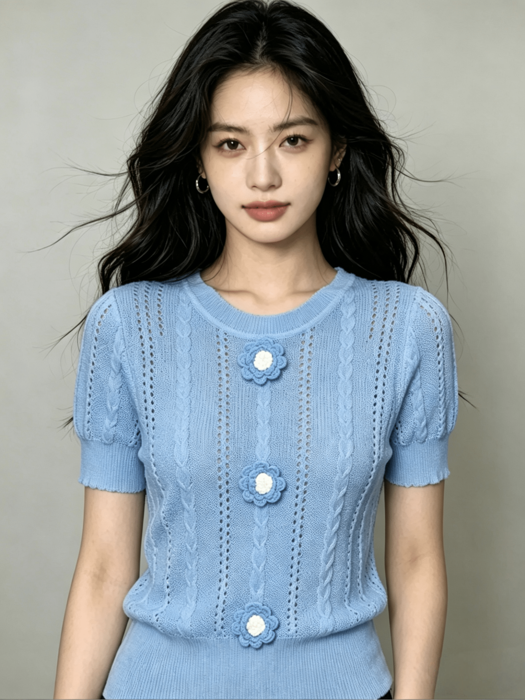Y2K 3D Floral Hollow Crochet Knit Top | 3 Color Mix | MOQ 50pcs - Y2K Girlstyle