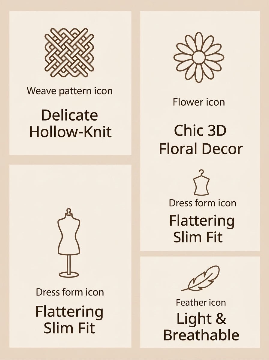 Y2K 3D Floral Hollow Crochet Knit Top | 3 Color Mix | MOQ 50pcs - Y2K Girlstyle