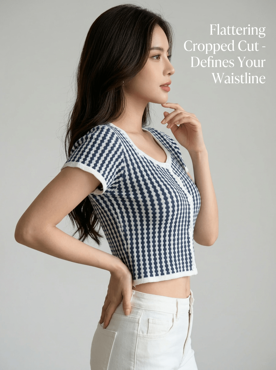 Y2K Black White Stripe Square Neck Knit Crop Top | MOQ 50pcs - Y2K Girlstyle