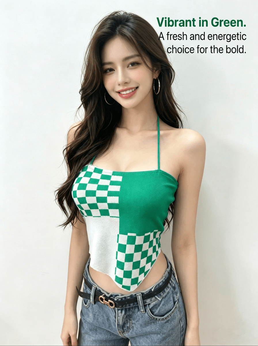 Y2K Checkered Halter Knit Cami Top | 5 - Color Mix Wholesale 50pcs+ - Y2K Girlstyle