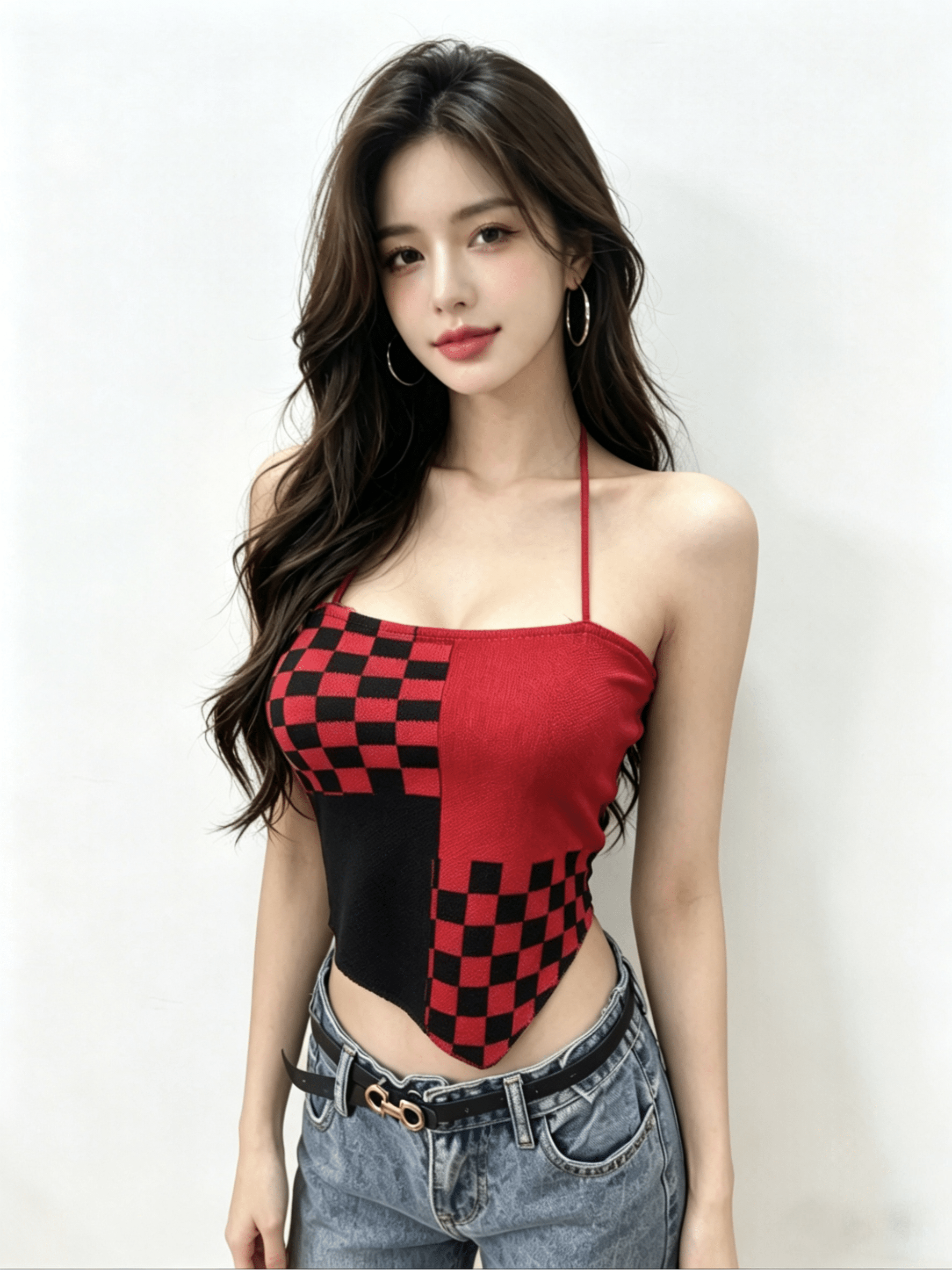 Y2K Checkered Halter Knit Cami Top | 5 - Color Mix Wholesale 50pcs+ - Y2K Girlstyle