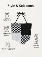 Y2K Checkered Halter Knit Cami Top | 5 - Color Mix Wholesale 50pcs+ - Y2K Girlstyle