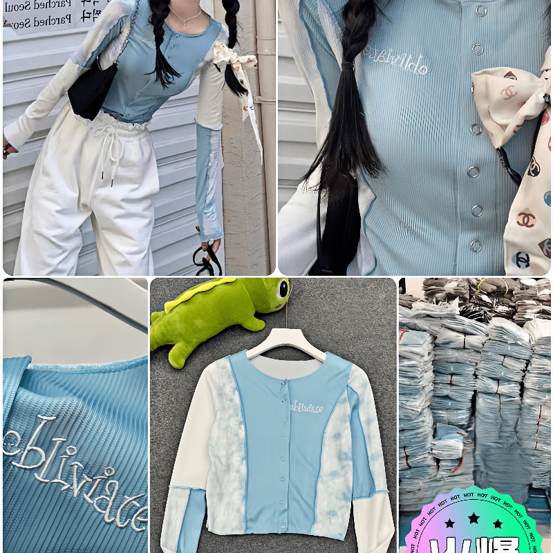 Y2K Color Block Embroidered Knit Top | Wholesale - Y2K Girlstyle