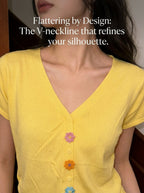 Y2K Daisy Button Knit Top | V - Neck Pastel Sweater - Y2K Girlstyle