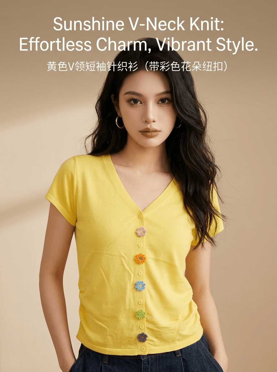 Y2K Daisy Button Knit Top | V - Neck Pastel Sweater - Y2K Girlstyle