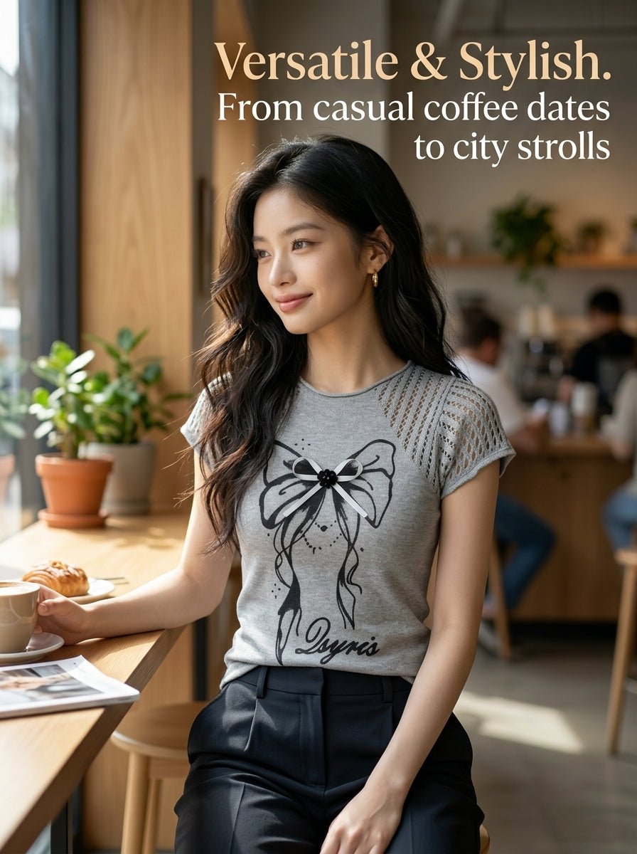 Y2K Ice Silk Knit Top | Lightweight Summer Short Sleeve Shirt - Y2K Girlstyle