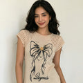 Y2K Ice Silk Knit Top | Lightweight Summer Short Sleeve Shirt - Y2K Girlstyle