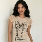 Y2K Ice Silk Knit Top | Lightweight Summer Short Sleeve Shirt - Y2K Girlstyle