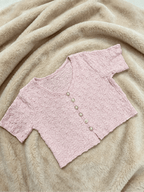 Y2K Pearl Button Floral Knit Crop Top | 3 Color Mix | MOQ 50pcs - Y2K Girlstyle