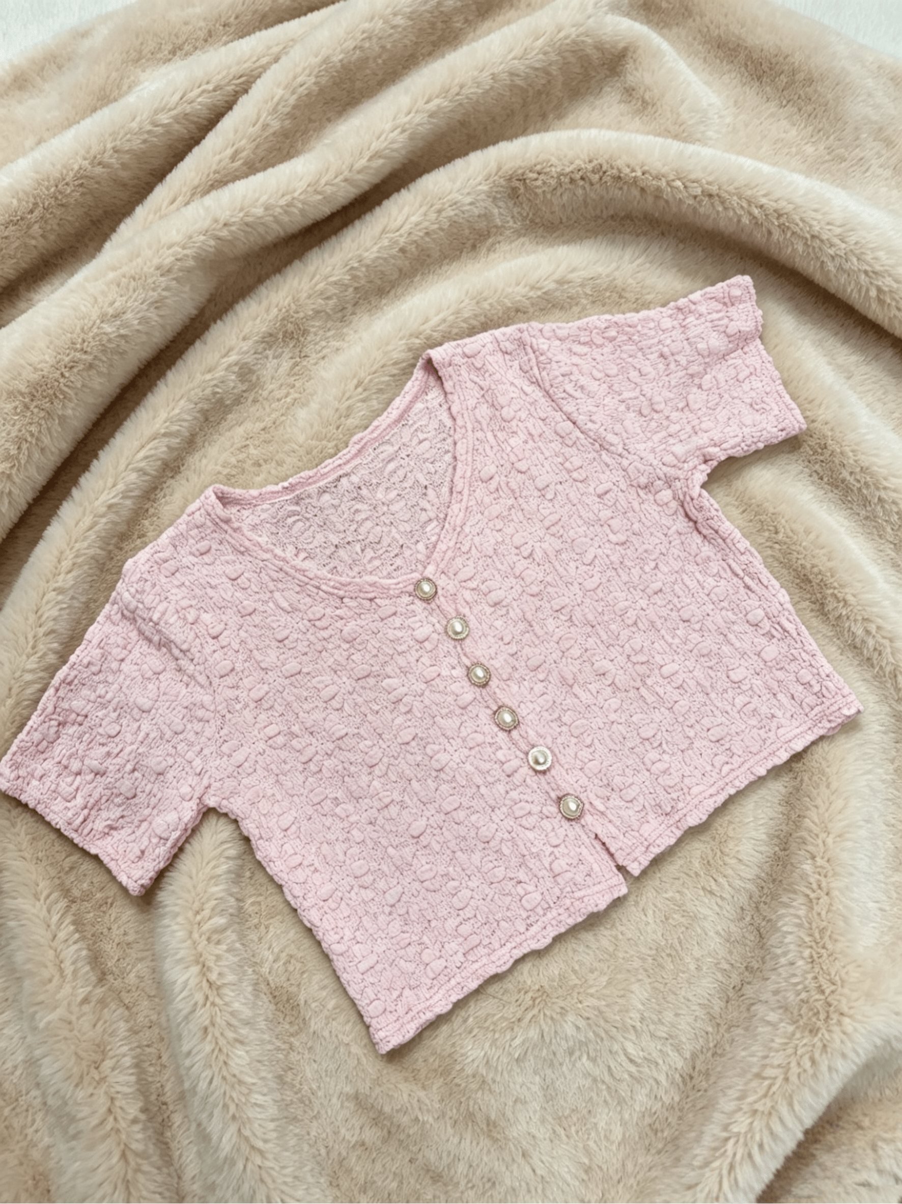 Y2K Pearl Button Floral Knit Crop Top | 3 Color Mix | MOQ 50pcs - Y2K Girlstyle