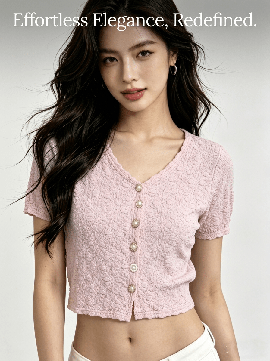 Y2K Pearl Button Floral Knit Crop Top | 3 Color Mix | MOQ 50pcs - Y2K Girlstyle
