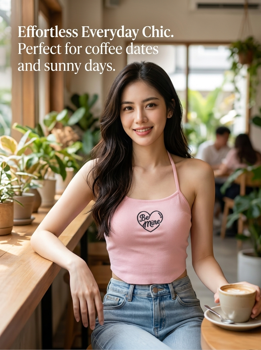 Y2K Pink Heart Embroidery Halter Top | Sexy Backless Knit Crop Top for Women Summer - Y2K Girlstyle