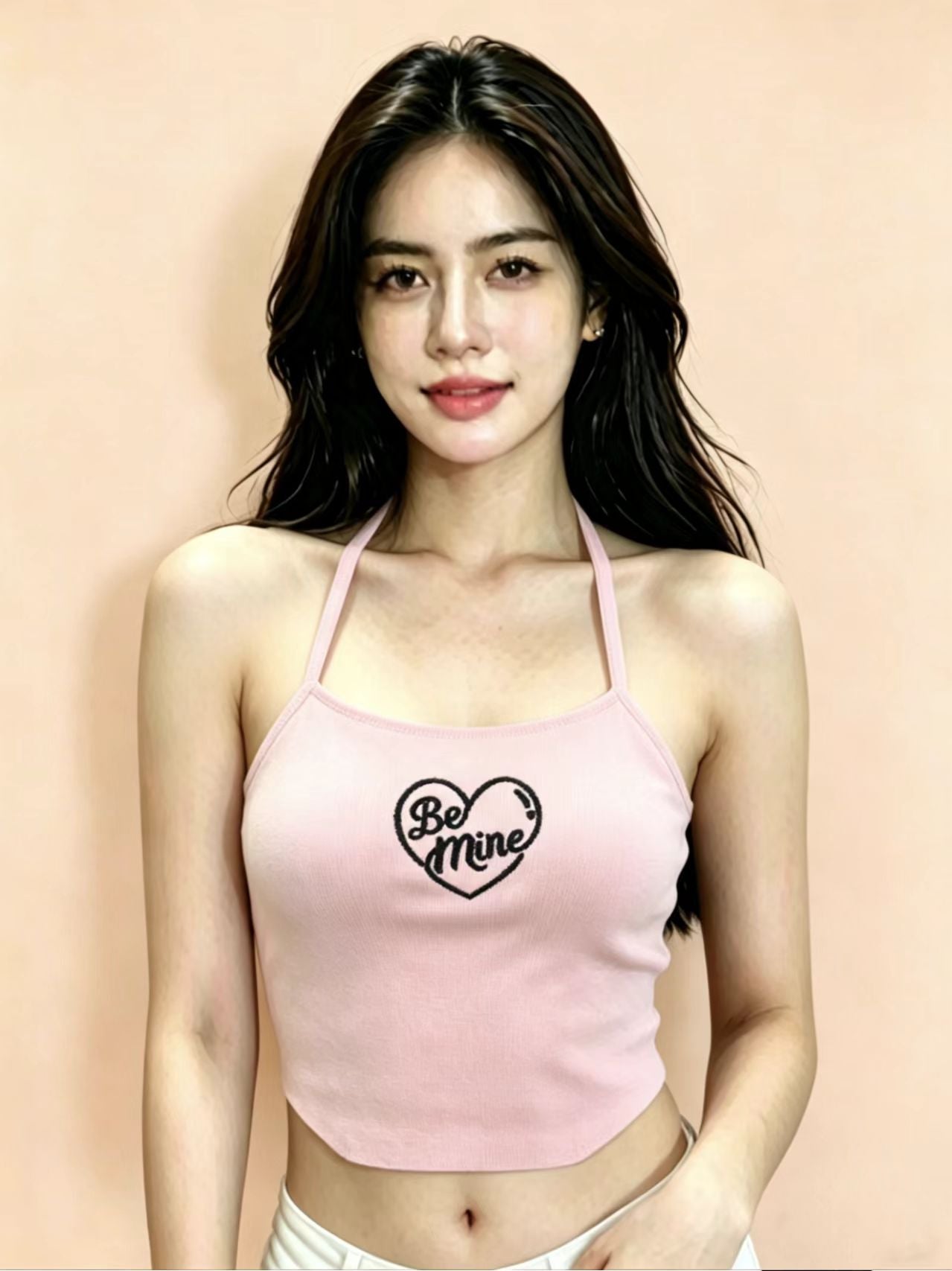 Y2K Pink Heart Embroidery Halter Top | Sexy Backless Knit Crop Top for Women Summer - Y2K Girlstyle