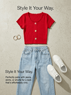 Y2K Ruffled Floral Knit Crop Top | Sweet Short Sweater | MOQ 50pcs - Y2K Girlstyle