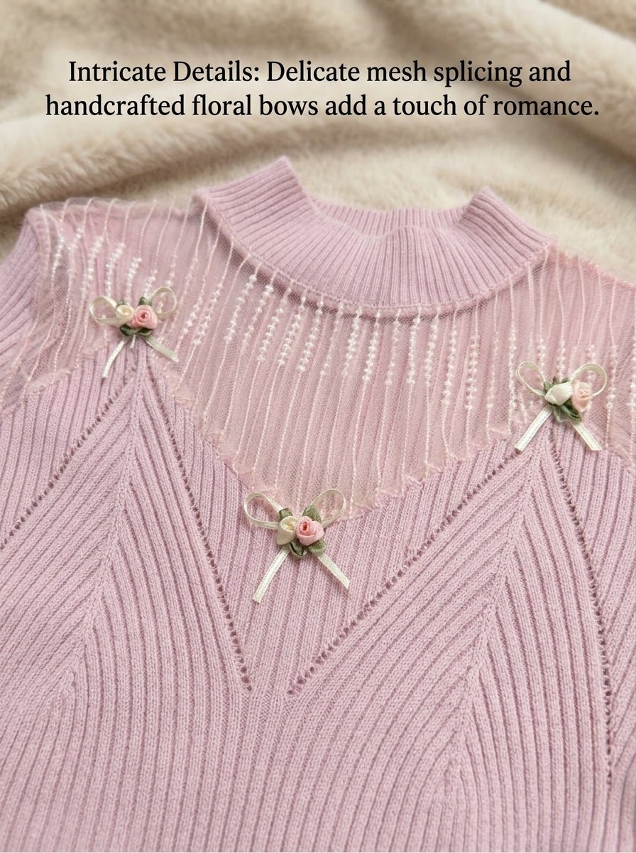 Y2K Sexy Lace Hollow - Out Knit Crop Top | Powder & Khaki Mix | MOQ 50pcs - Y2K Girlstyle