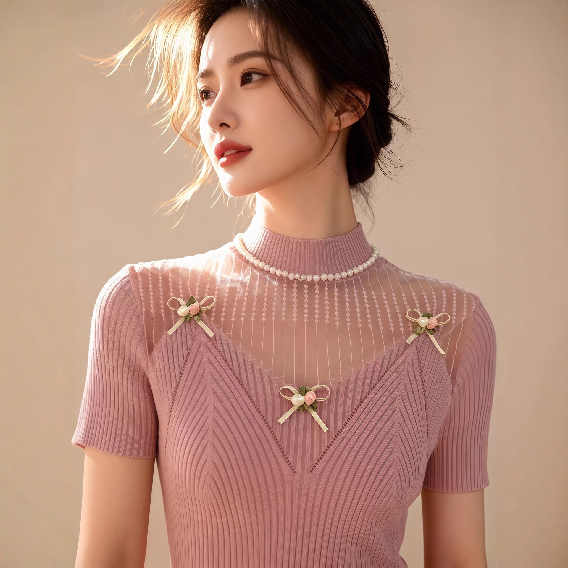 Y2K Sexy Lace Hollow - Out Knit Crop Top | Powder & Khaki Mix | MOQ 50pcs - Y2K Girlstyle