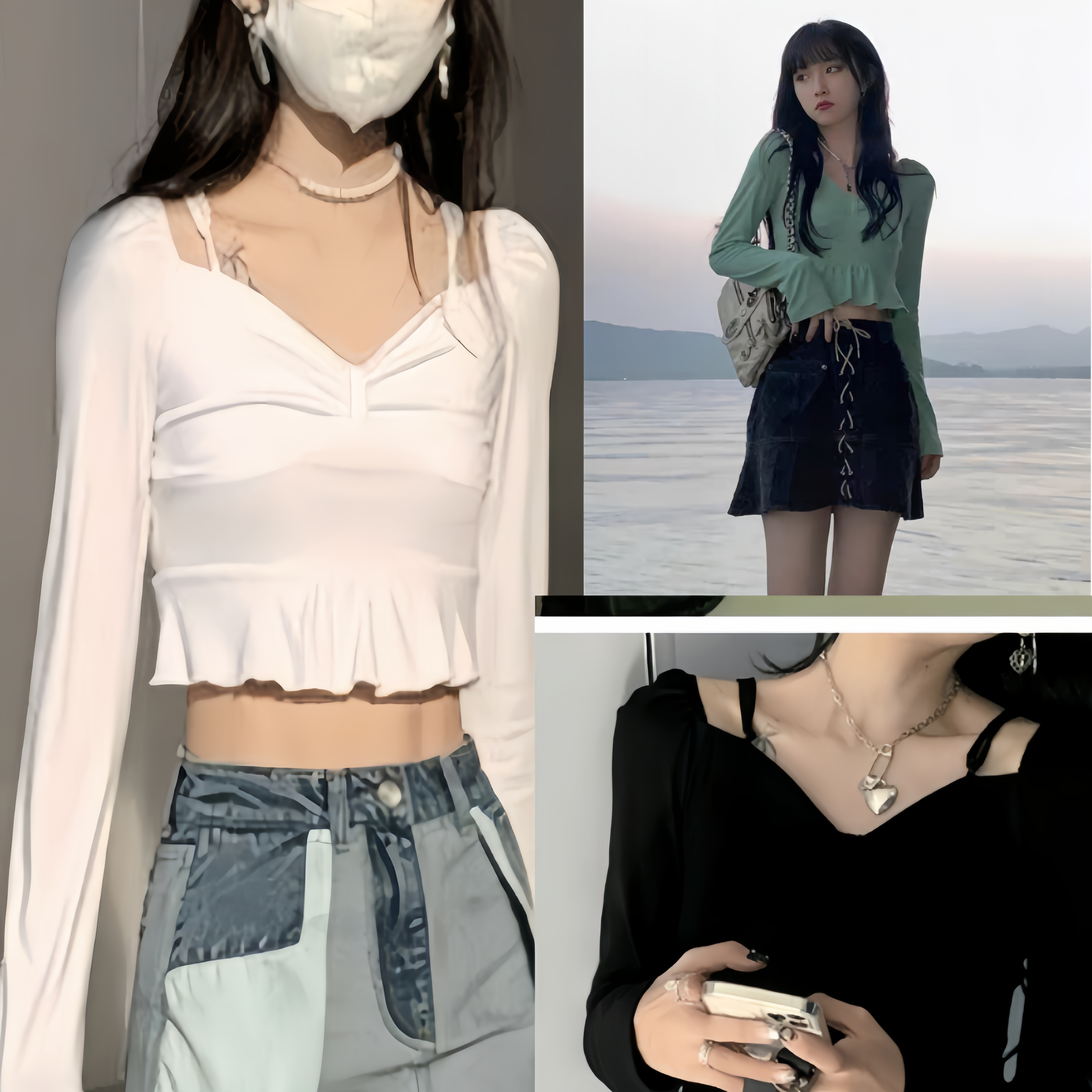 Y2K V - Neck Lace - Up Crop Knit Top | Wholesale - Y2K Girlstyle